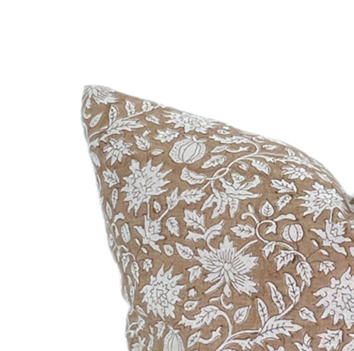 RAEDY TO SHIP 20X20 Designer Safari Pillow Cover in Tan Umber // Blush Floral Pillow Cover // Boutique Pillow Covers // High End Pillow