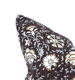 Nisa Pillow Cover in Coco // Modern Farmhouse Decor Pillow // Brown Mustard Linen Decorative Pillow // Floral Block Print