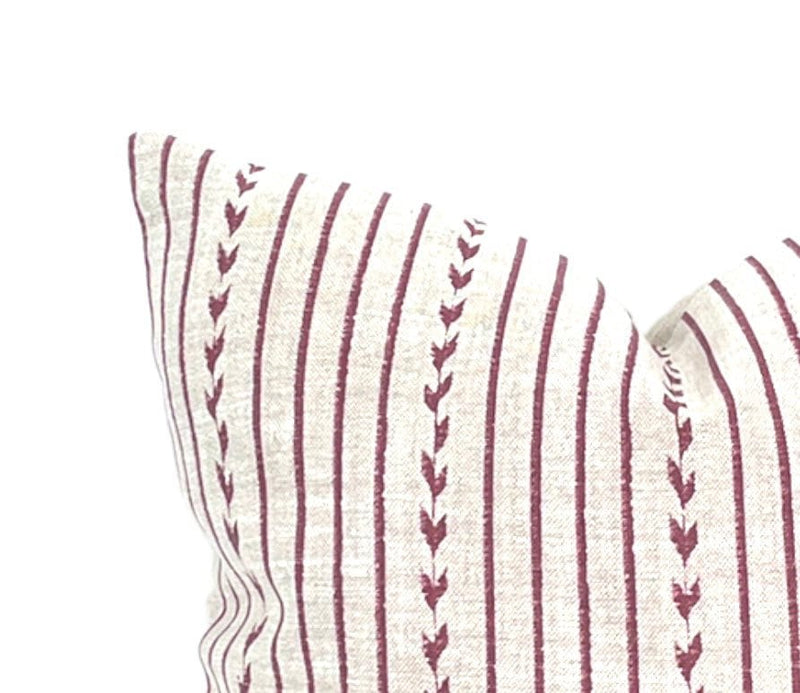 READY TO SHIP 20X20 Clay McLaurin Yucatan Stripe Pillow Cover in Berry // Modern Farmhouse Pillow // Maroon Burgundy Pillow // ModernPillows