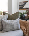 Designer Windowpane in Gray Pillow Cover  // Neutral Throw Pillows // Decorative Pillows // Plaid throw pillow // Brown Black Gray Pillow
