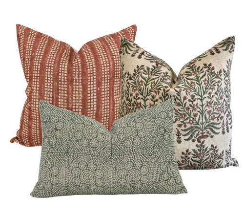 Linen + Cloth Curated Collection "Kenna" // Nespa, Fleur and Wisteria pillows  //  Designer Pillow Combos // Traditinal Throw Pillow Set