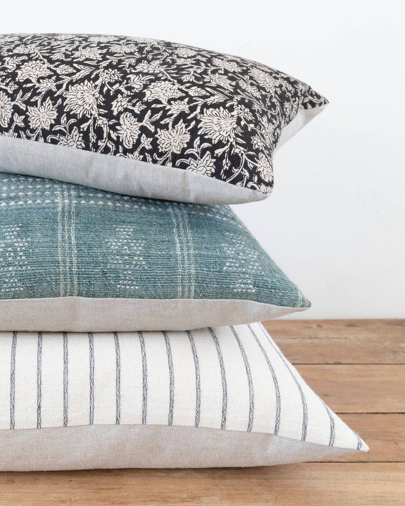 Linen + Cloth Curated Collection "Aros" // Black Slub, Raven Floral, Indian Wool pillows  //  Designer Pillow Combos // Throw Pillow Set