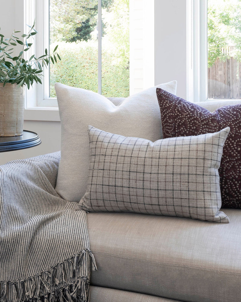 Linen + Cloth Curated Collection "Riley" // Nur, Cream Boucle and Windowpane pillows  //  Designer Pillow Combos //  Winter Throw Pillow Set