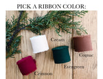 Personalized Linen Christmas Stocking | Custom Name Christmas Stocking | Linen Stocking Cognac Ribbon Vintage Gold Bell | Monogram Stocking