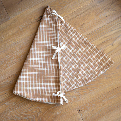 Vintage Inspired Camel Plaid Christmas Tree Skirt  | Traditional Tree Skirts | Modern Farmhouse Tree Skirt | High End Boutique