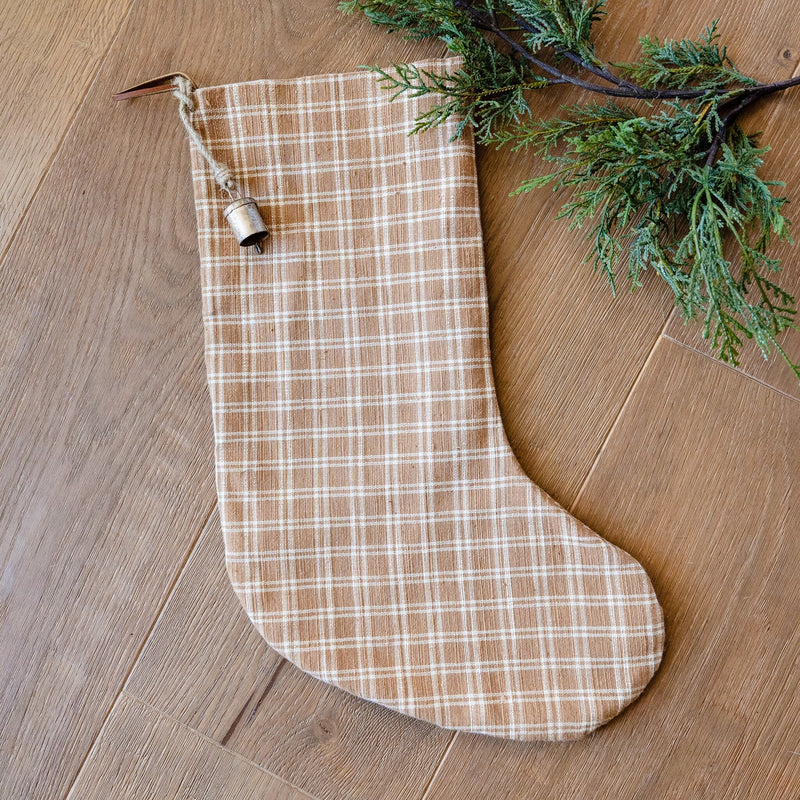 Vintage Inspired Camel Plaid Christmas Tree Skirt  | Traditional Tree Skirts | Modern Farmhouse Tree Skirt | High End Boutique