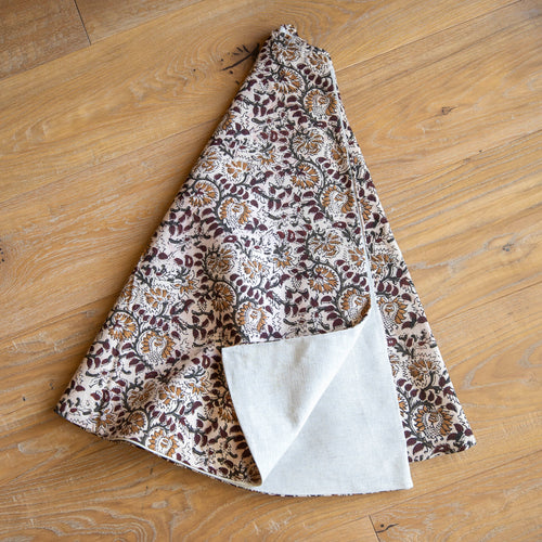 Vintage Inspired Floral Block Print Christmas Tree Skirt  | Traditional Tree Skirts | Modern Farmhouse Tree Skirt | High End Boutique
