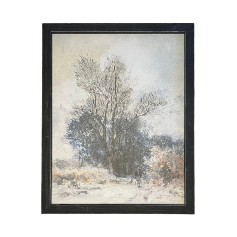 Vintage Framed Canvas Art // Framed Vintage Print // Vintage Painting // Neutral Art Watercolor Tree Sketch / Farmhouse // #LAN-165 #LAN-116
