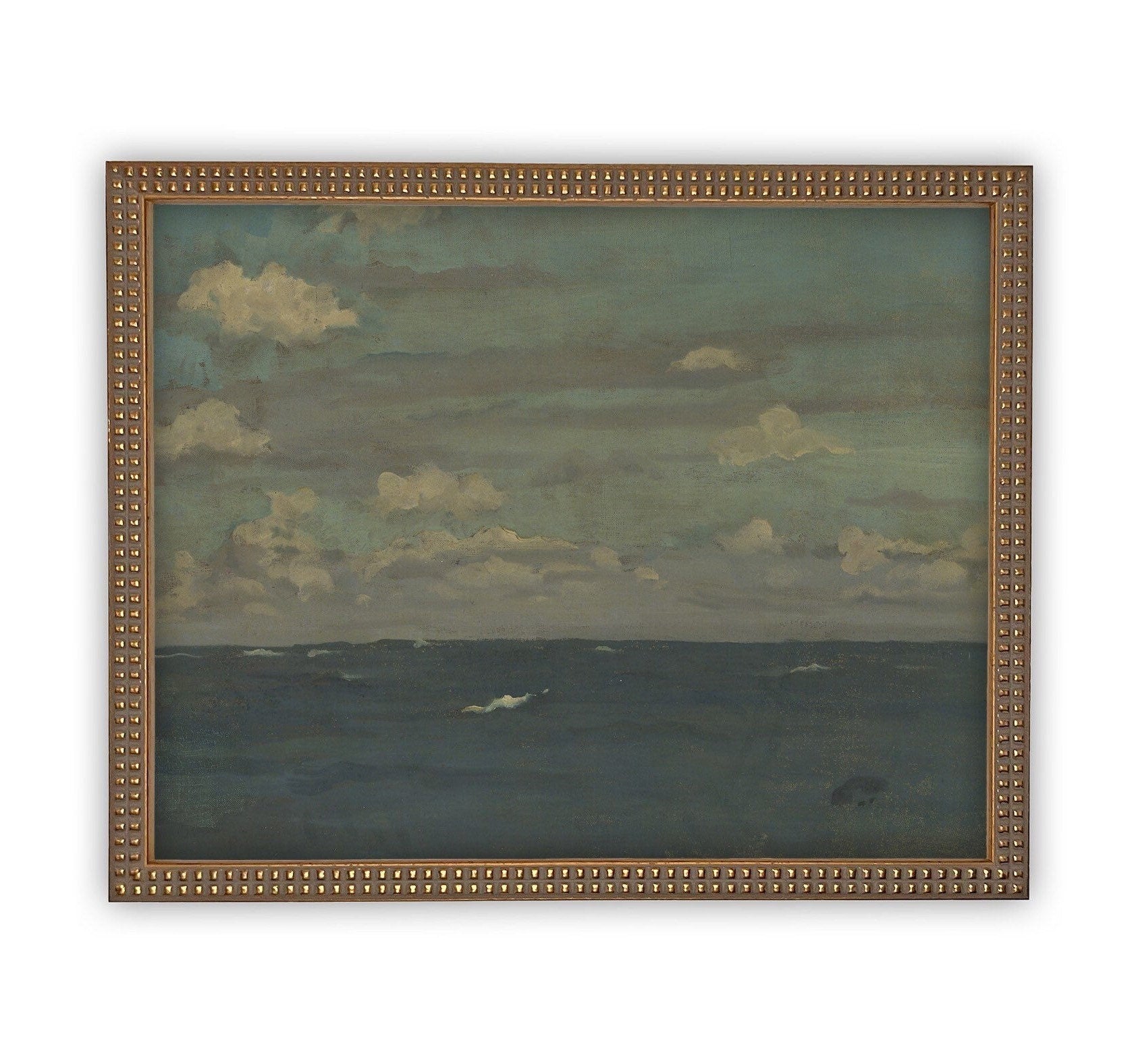 Vintage Framed Canvas Art  // Framed Vintage Print // Vintage Painting // Coastal Beach Print// Farmhouse print //#LAN-157
