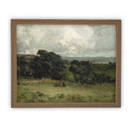 Vintage Framed Canvas Art  // Framed Vintage Print // Vintage Painting // Vintage Green Landscape // Farmhouse print //#LAN-140