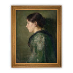 Vintage Framed Canvas Art  // Framed Vintage Print // Vintage Painting // Green Portrait of a Woman // Antique oil painting print //#P-500
