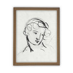 Vintage Framed Canvas Art// Framed Vintage Print // Vintage Painting // Minimalist Vintage Portrait Sketch // Black White Art print //#P-514