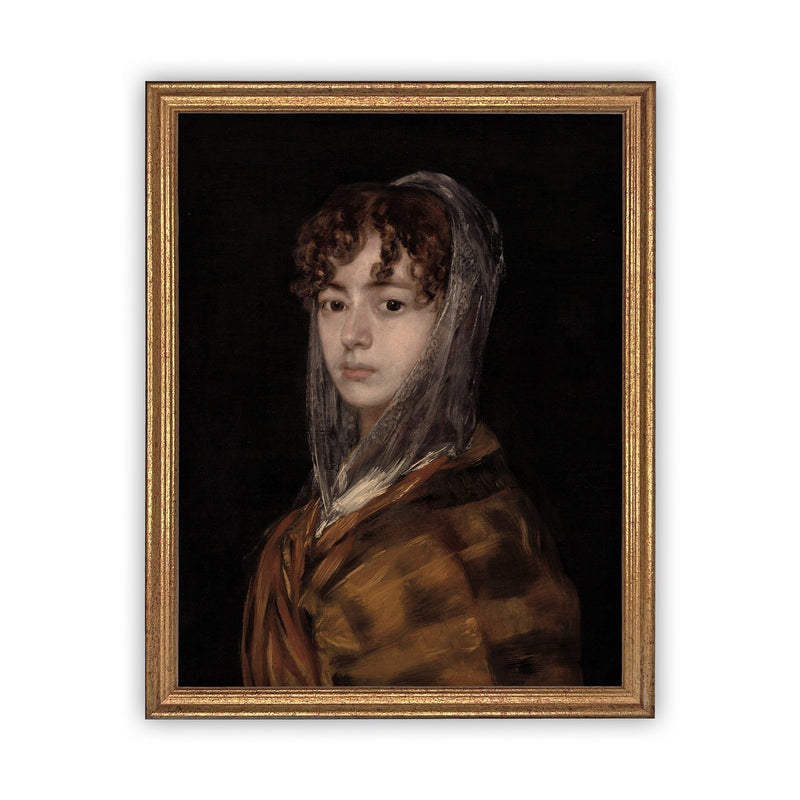 Vintage Framed Canvas Art  // Framed Vintage Print // Vintage Painting // Vintage Portrait of a Woman // Antique oil painting print //#P-517