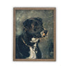Vintage Framed Canvas Art  // Framed Vintage Print // Vintage Painting // Black and White Dog Art// Farmhouse print //#A-110