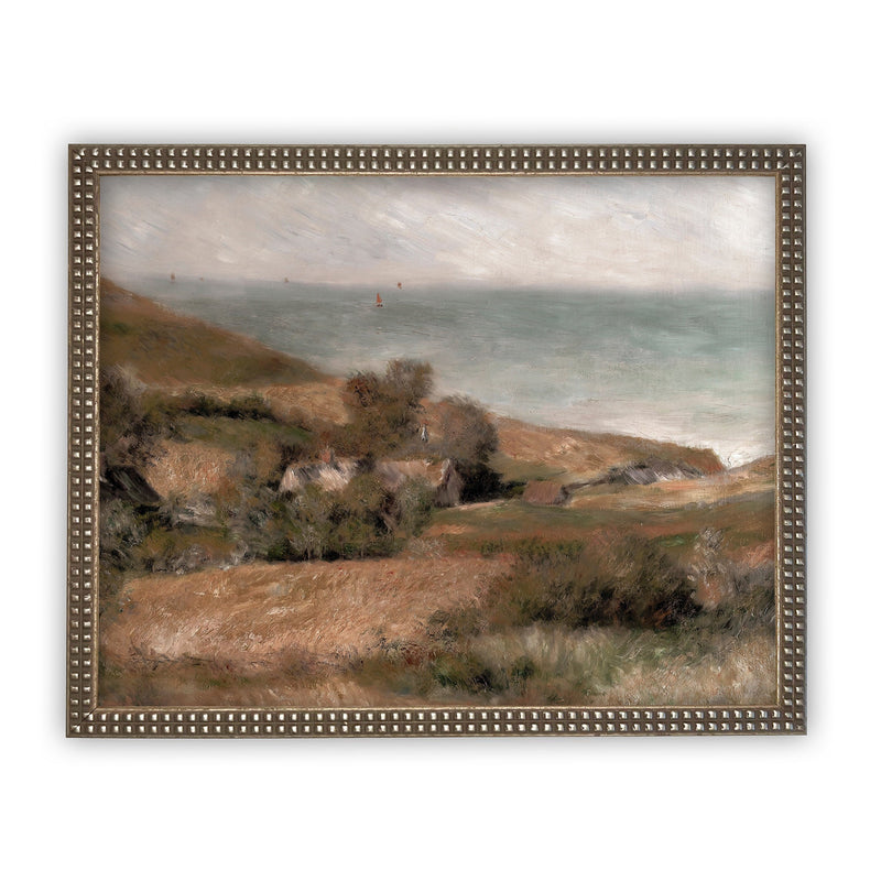 Vintage Framed Canvas Art  // Framed Vintage Print // Vintage Painting // Vintage Landscape Meadow // Farmhouse print //#LAN-118