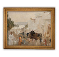 Vintage Framed Canvas Art  // Framed Vintage Print // Vintage Painting // Fall Winter Abstract // Farmhouse print //#LAN-147