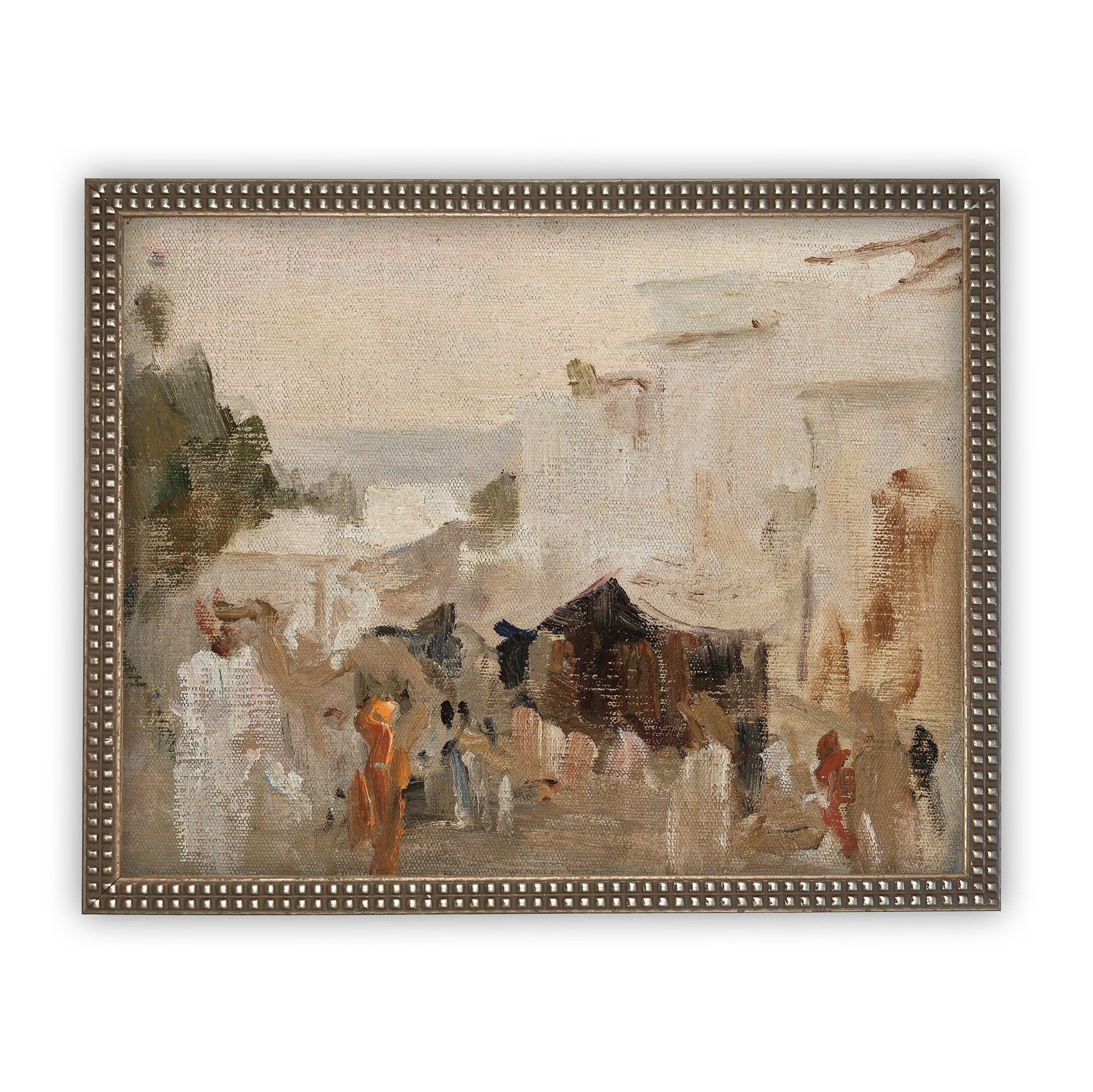 Vintage Framed Canvas Art  // Framed Vintage Print // Vintage Painting // Fall Winter Abstract // Farmhouse print //#LAN-147