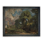 Vintage Framed Canvas Art  // Framed Vintage Print // Vintage Painting // Green Landscape Print // Farmhouse print //#LAN-115