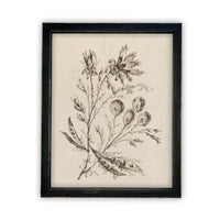 Vintage Framed Canvas Art  // Framed Vintage Print // Vintage Painting // Botanical Floral Sketch // Farmhouse print  //#BOT-115