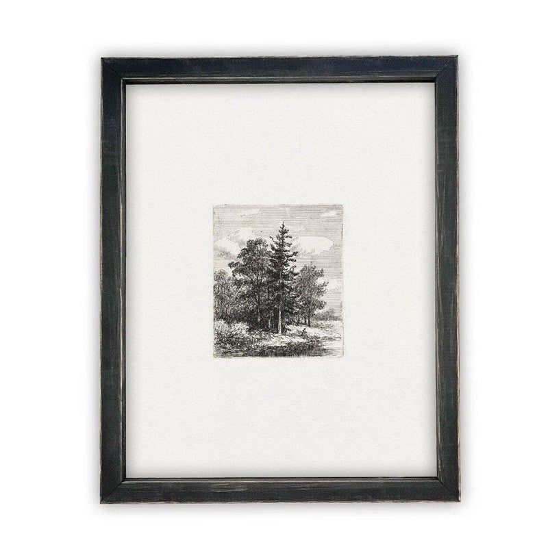 Vintage Framed Canvas Art  // Framed Vintage Print // Vintage Painting // Black White Tree Sketch // Minimalist Art //#LAN-108