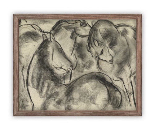 Vintage Framed Canvas Art  // Framed Vintage Print // Vintage Painting // Vintage Horse Sketch Art// Farmhouse print //#A-129