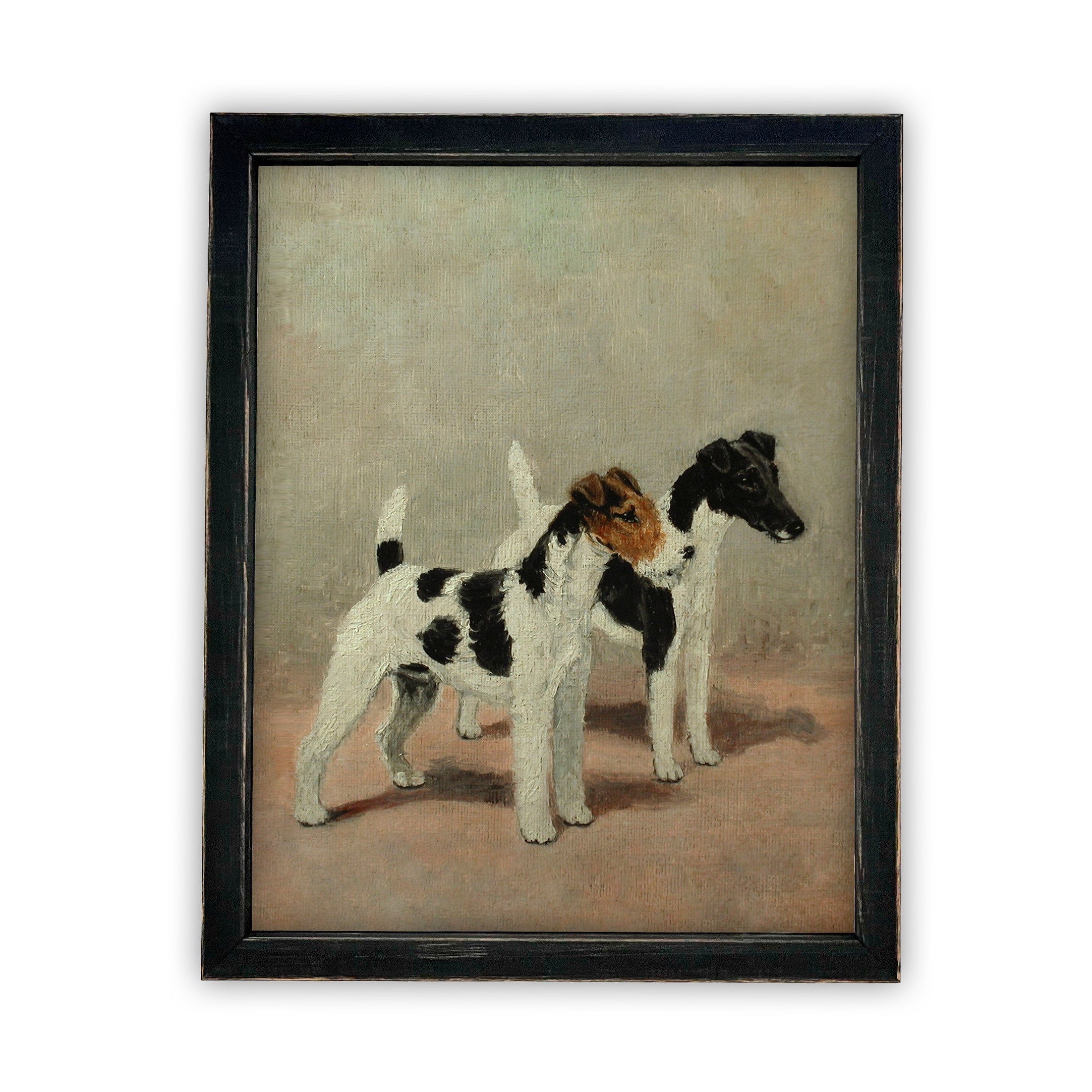 ビンテージ犬と金魚のアート Vintage Framed Canvas Dog Art #A-106 – Linen + Cloth