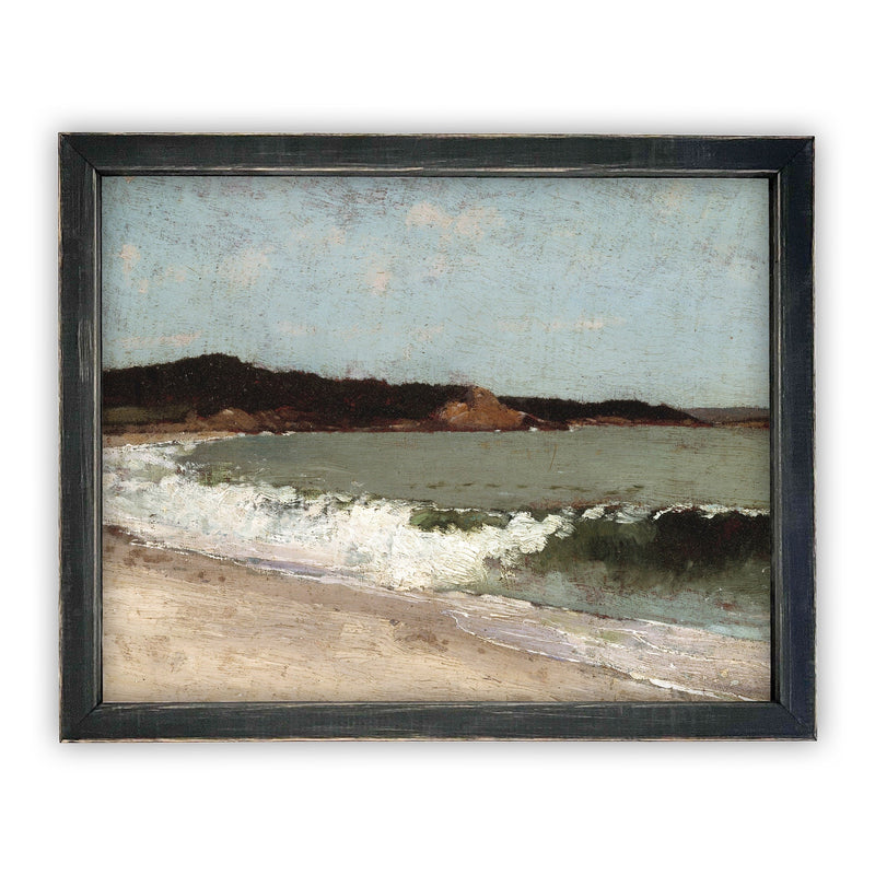 Vintage Framed Canvas Art  // Framed Vintage Print // Vintage Painting // Beach House Seascape Coastal Art// #LAN-155
