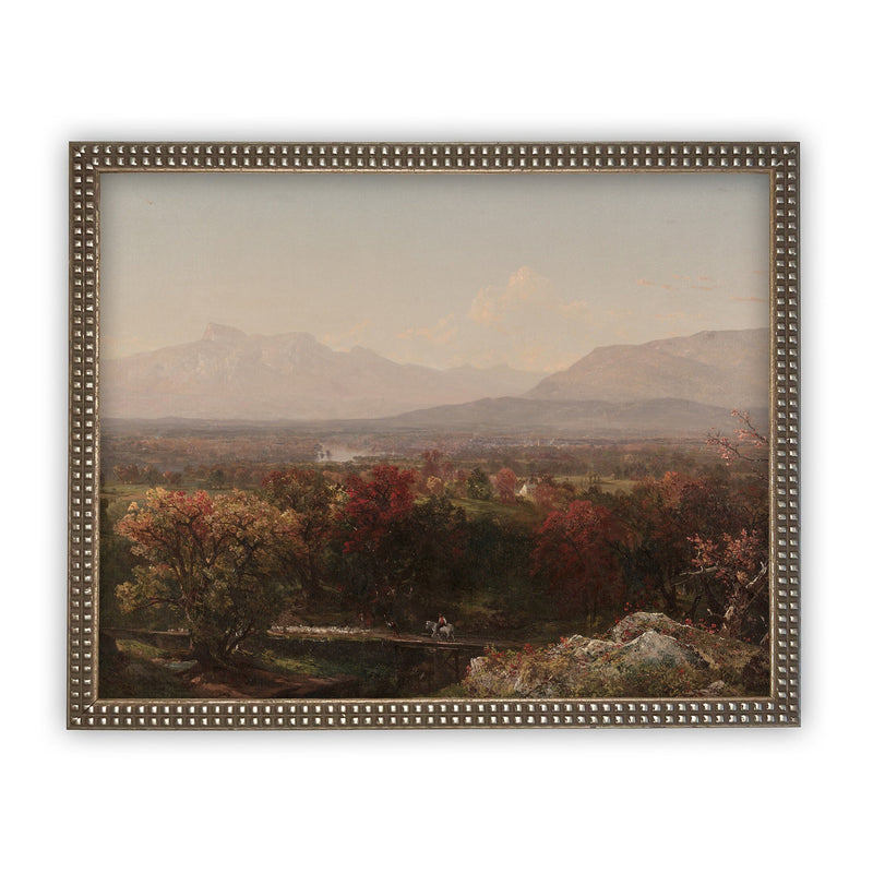 Vintage Framed Canvas Art  // Framed Vintage Print // Vintage Painting // Fall or Autumn Landscape //Farmhouse print //#LAN-112