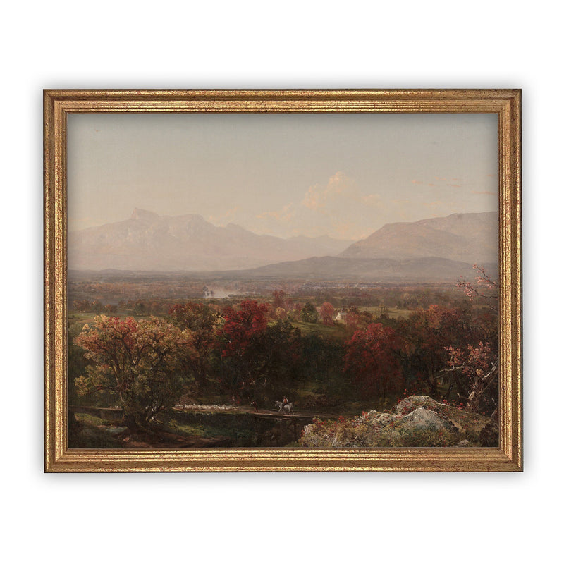 Vintage Framed Canvas Art  // Framed Vintage Print // Vintage Painting // Fall or Autumn Landscape //Farmhouse print //#LAN-112