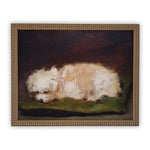 Vintage Framed Canvas Art  // Framed Vintage Print // Vintage Painting // Fluffy Dog Art// Vintage Dog print //#A-111