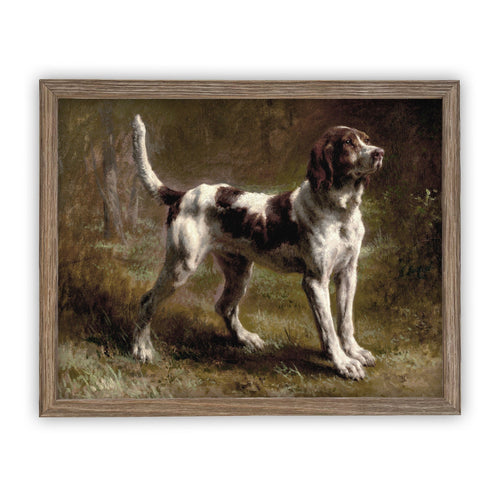 Vintage Framed Canvas Art  // Framed Vintage Print // Vintage Painting // Vintage Dog Art // Bird Dog English Pointer Dog //#A-113