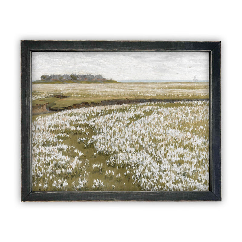 Vintage Framed Canvas Art  // Framed Vintage Print // Vintage Painting // Vintage Landscape Meadow // Spring Farmhouse print //#LAN-171