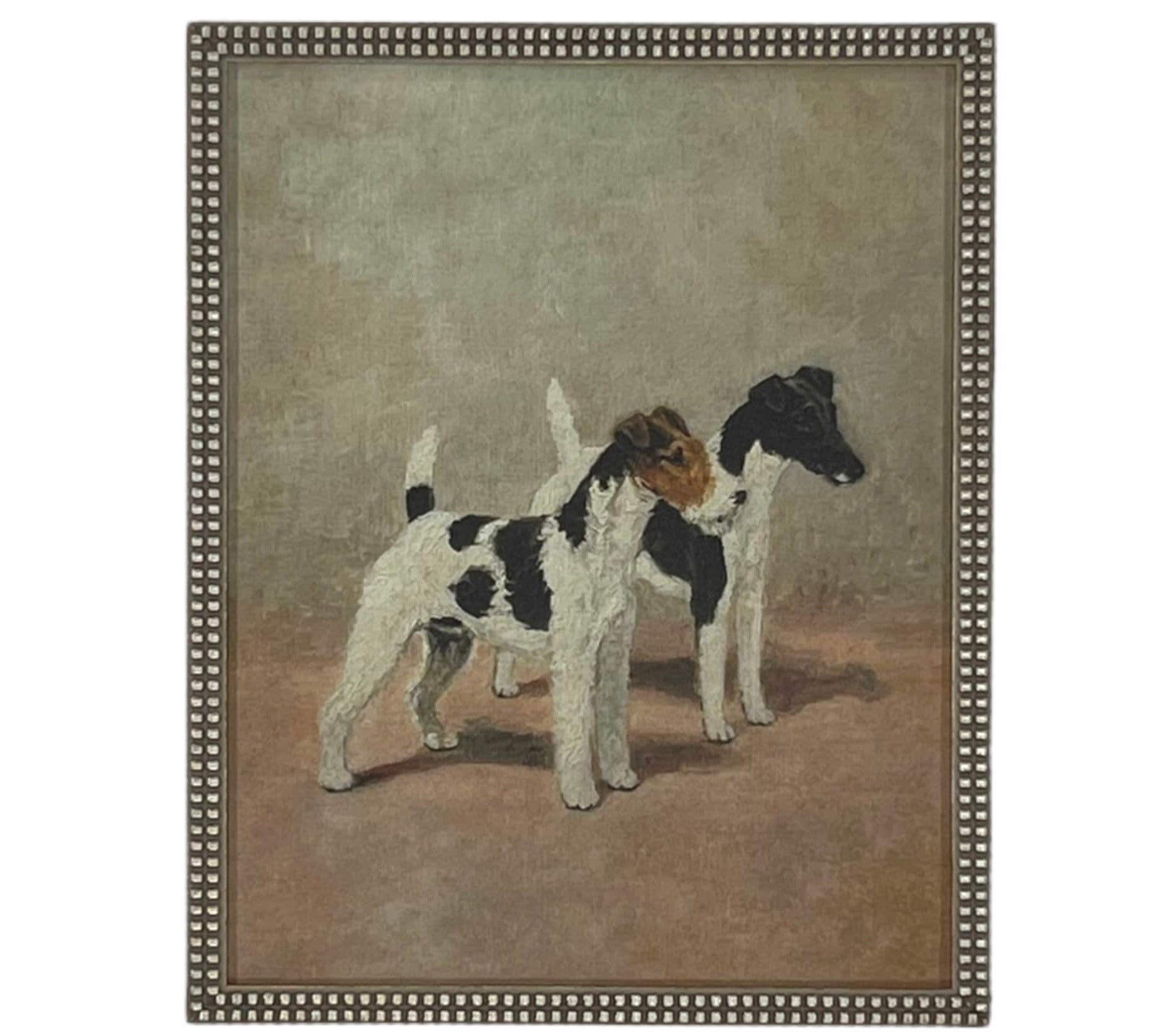 ビンテージ犬と金魚のアート Vintage Framed Canvas Dog Art #A-106 – Linen + Cloth
