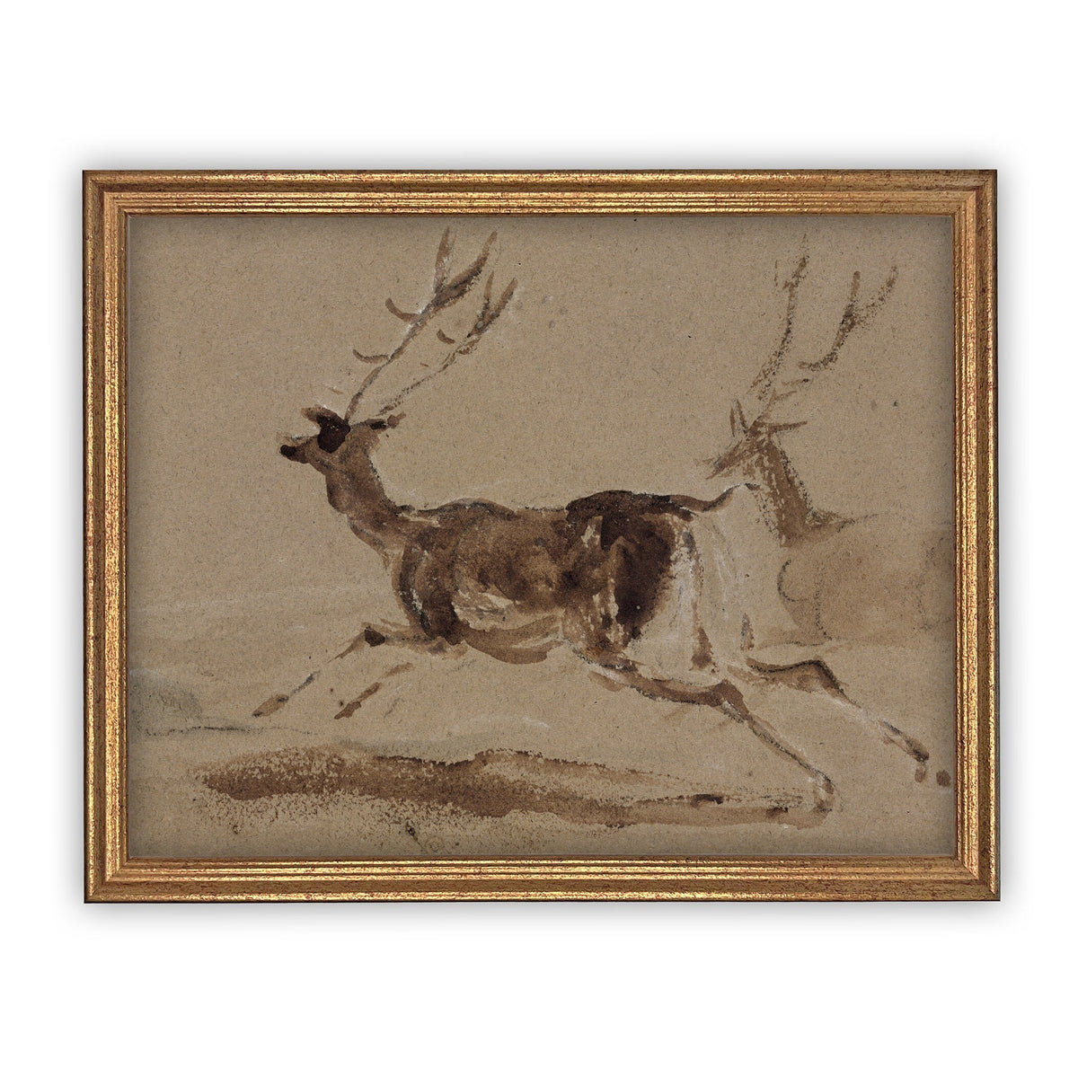 Vintage Framed Canvas Deer Art #CH-305