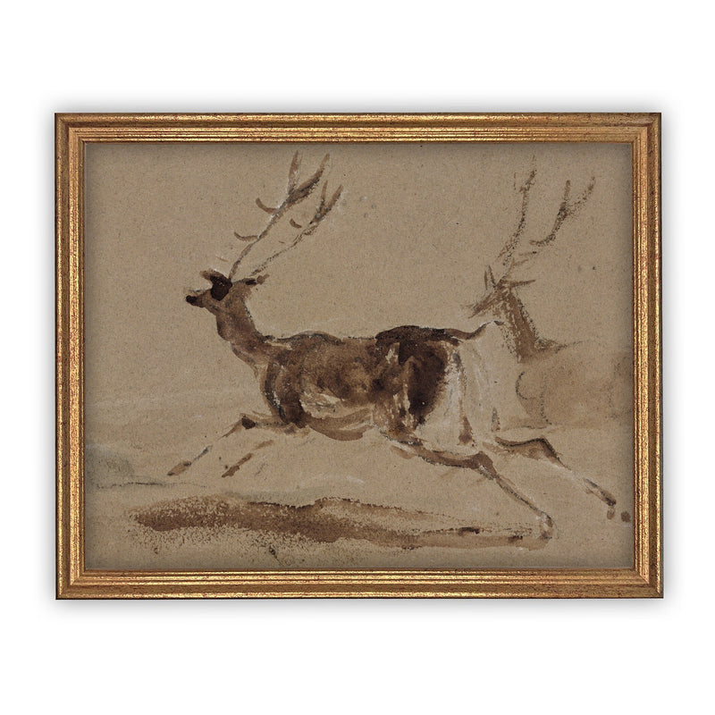 Vintage Framed Canvas Deer Art #CH-305