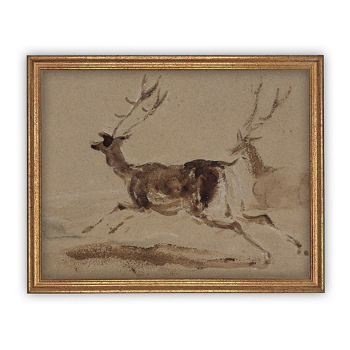 READY to SHIP 12x16 Vintage Framed Canvas Art // Framed Vintage Christmas Print // Framed Deer Painting // Farmhouse print //#CH-305