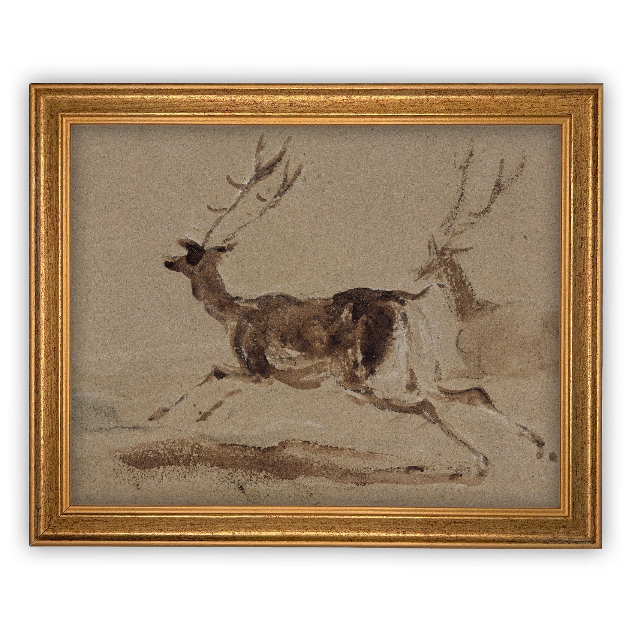 Vintage Framed Canvas Deer Art #CH-305