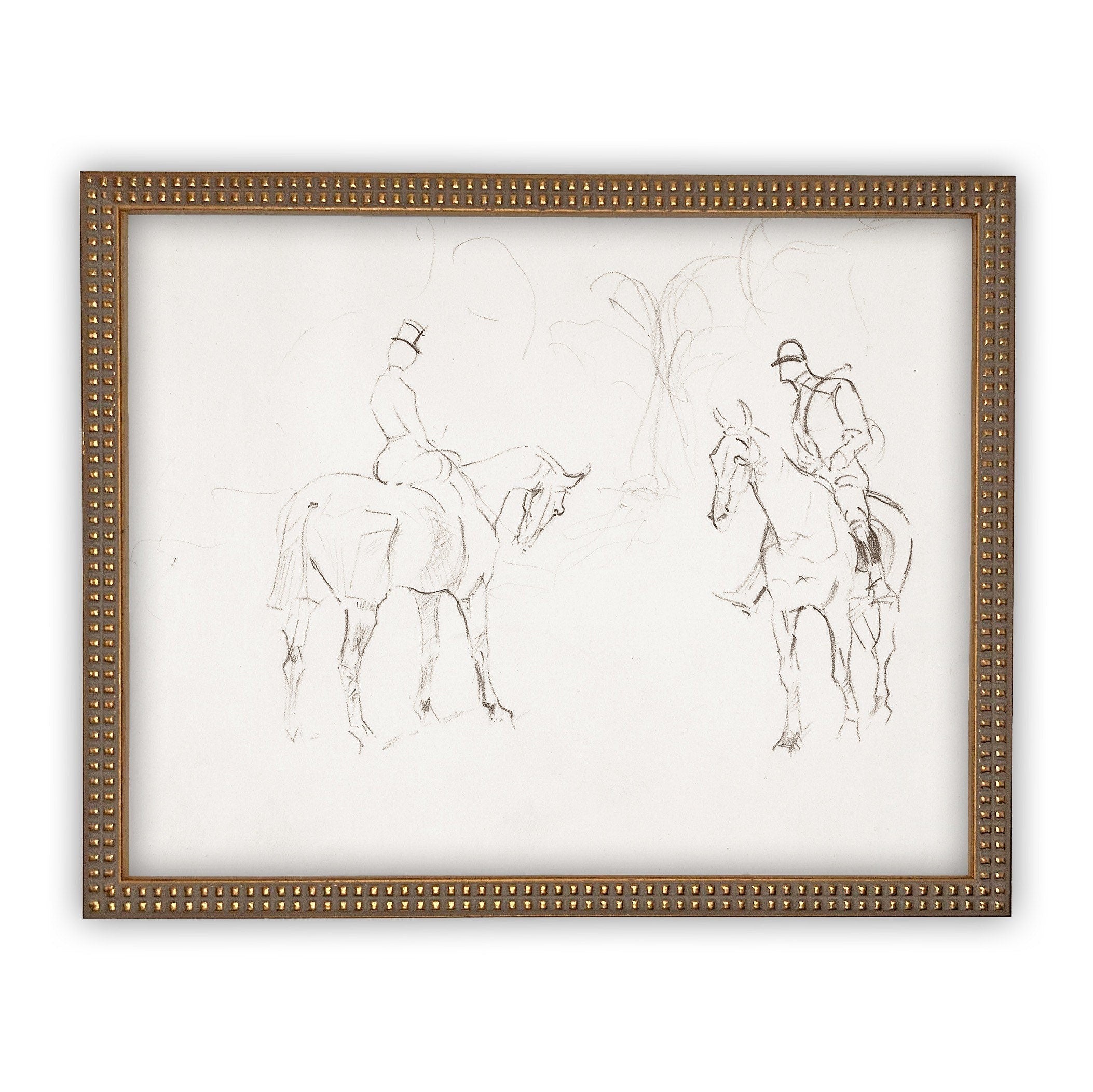 Vintage Framed Canvas Art  // Framed Vintage Print // Vintage Painting // Vintage Horse Sketch Art// Farmhouse print //#A-131