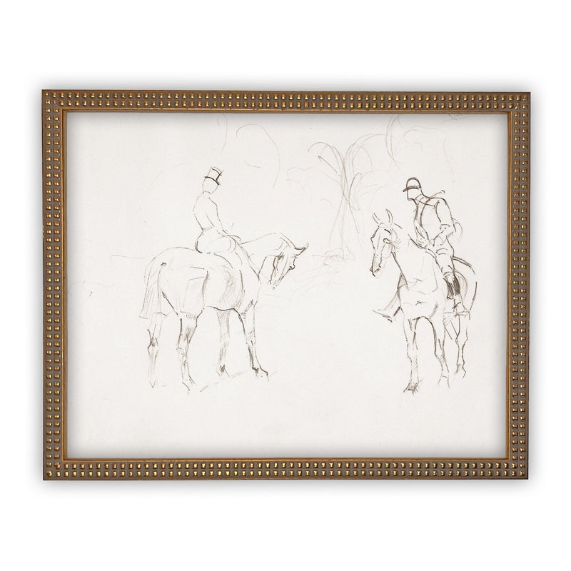 Vintage Framed Canvas Art  // Framed Vintage Print // Vintage Painting // Vintage Horse Sketch Art// Farmhouse print //#A-131