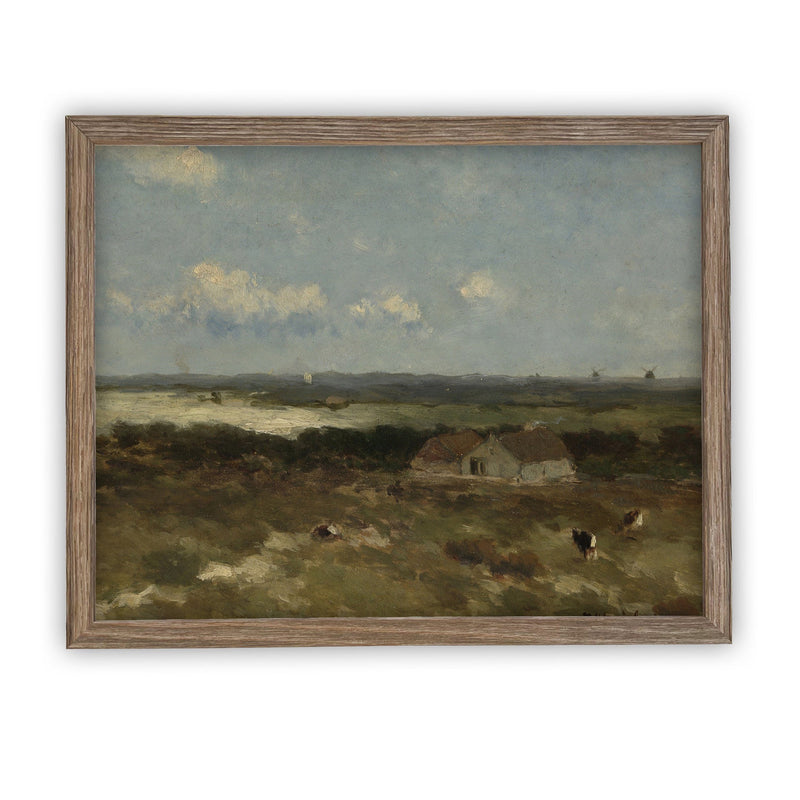 Vintage Framed Canvas Art  // Framed Vintage Print // Vintage Painting // Spring Barn Landscape // Farmhouse print //#LAN-154