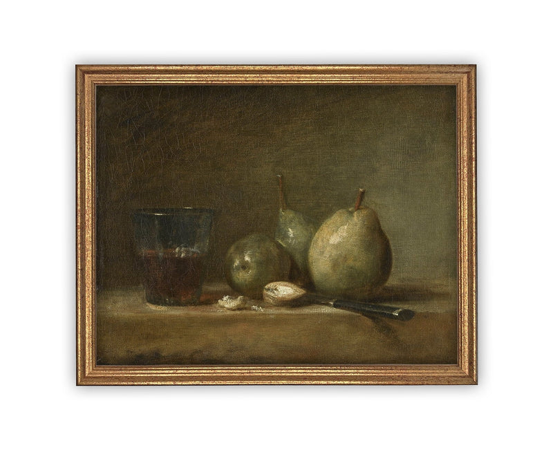 Vintage Framed Canvas Art  // Framed Vintage Print // Vintage Fruit Painting // Still Life Kitchen Painting // Farmhouse print //#ST-606