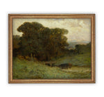 Vintage Framed Canvas Art  // Framed Vintage Print // Vintage Painting // Vintage Green Landscape // Farmhouse print //#LAN-136