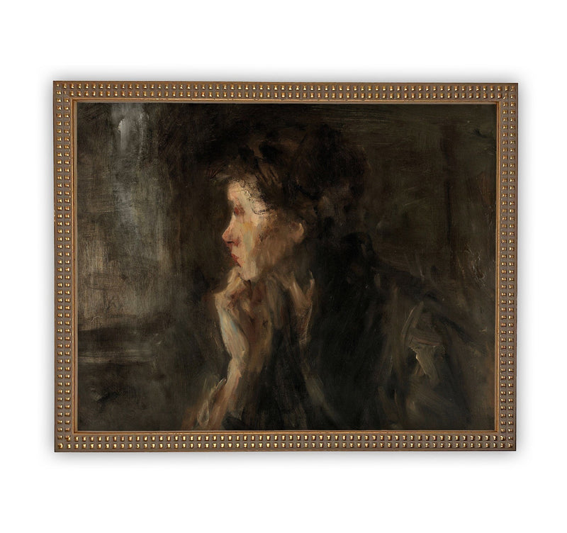 Vintage Framed Canvas Art  // Framed Vintage Print // Vintage Painting // Vintage Portrait of a Woman // Farmhouse print //#P-501