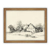 Vintage Framed Canvas Art  // Framed Vintage Print // Vintage Painting // Vintage Barn Sketch// Vintage Barn Drawing  //#ARC-106