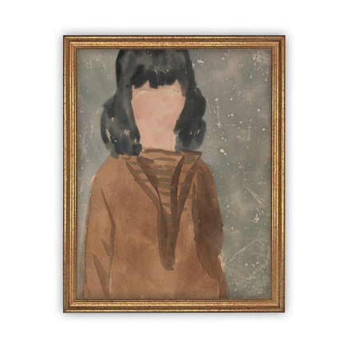 Vintage Framed Canvas Art  // Framed Vintage Print // Vintage Painting // Portrait of a Girl // Girls Room or Nursery Art  //#P-516