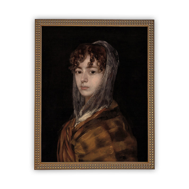 Vintage Framed Canvas Art  // Framed Vintage Print // Vintage Painting // Vintage Portrait of a Woman // Antique oil painting print //#P-517