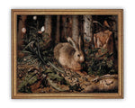 Vintage Framed Canvas Art  // Framed Easter Art // Vintage Rabbit Painting // Vintage Bunny Print // Girls Room or Nursery print //#A-147