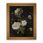 Vintage Framed Canvas Art// Framed Vintage Floral Print // Vintage White Roses Painting // Still Life Botanical / Farmhouse print //#BOT-104