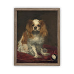 Vintage Framed Canvas Art  // Framed Vintage Print // Vintage Painting // Vintage Dog Art// Cavalier King Charles Spaniel //#A-115