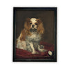 Vintage Framed Canvas Art  // Framed Vintage Print // Vintage Painting // Vintage Dog Art// Cavalier King Charles Spaniel //#A-115